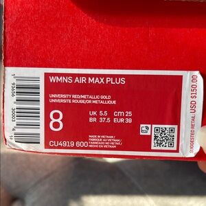 Nike WMNS Air Max Plus - University Red and Metallic Gold